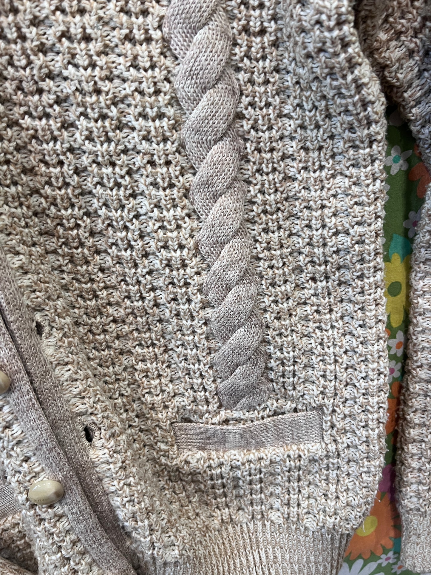 Vintage 80's Wool Beige Button Up Kambern Cardigan LG