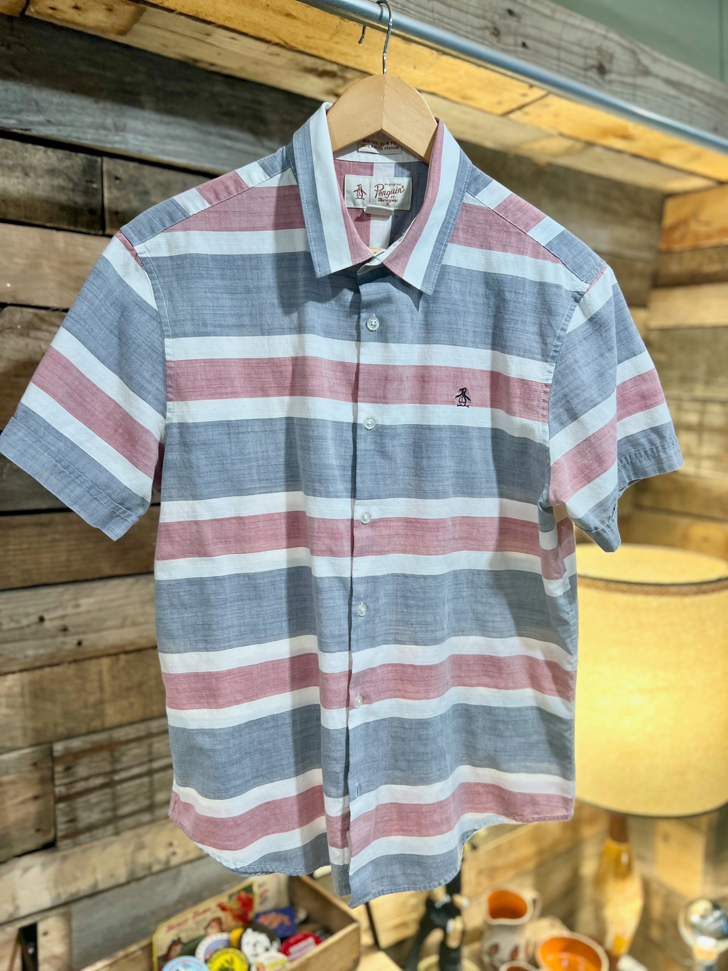 Penguin Heritage Slim Fit Short Sleeve Button Up LG