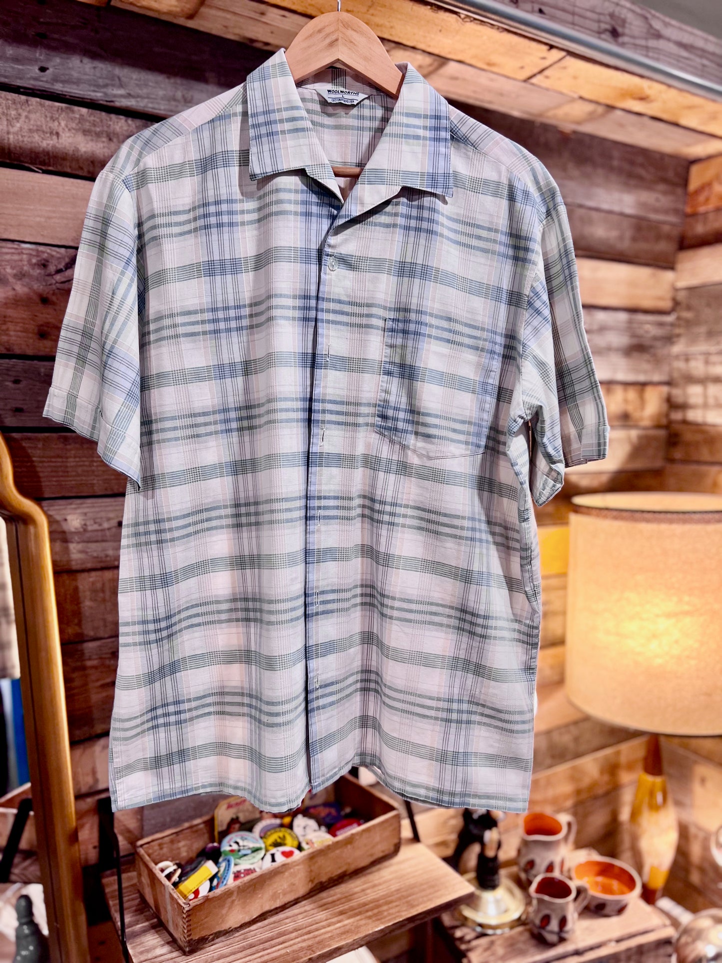 Vintage Woolworth Short Sleeve Button Down LG