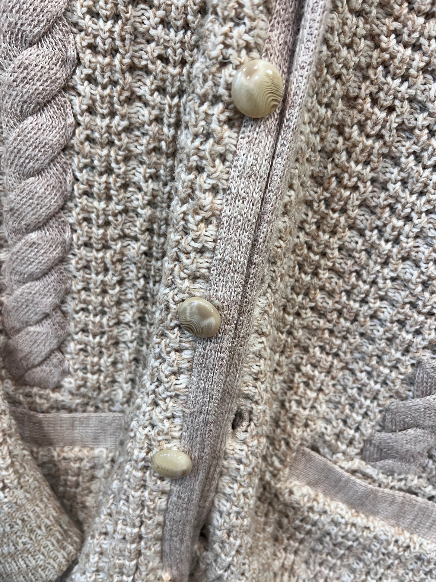 Vintage 80's Wool Beige Button Up Kambern Cardigan LG