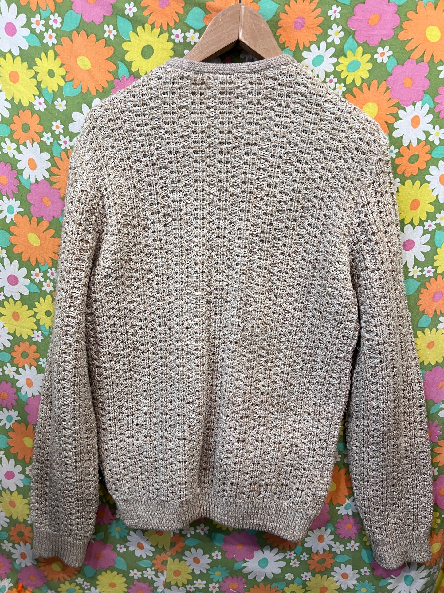 Vintage 80's Wool Beige Button Up Kambern Cardigan LG