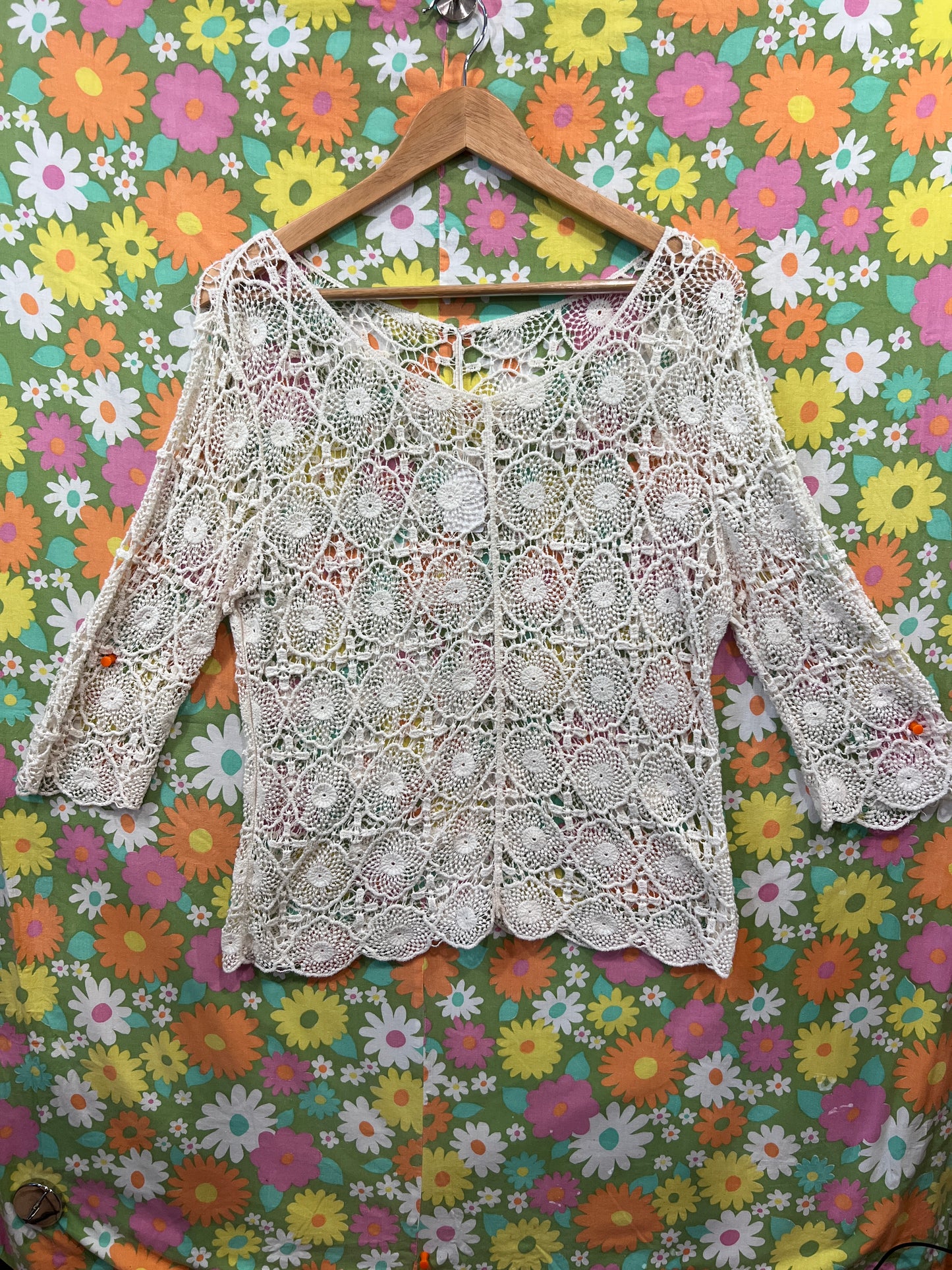 Long Sleeve Crochet Blouse LG