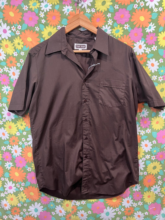 Vintage Tip Top Brown Button Down Short Sleeve 15 1/2