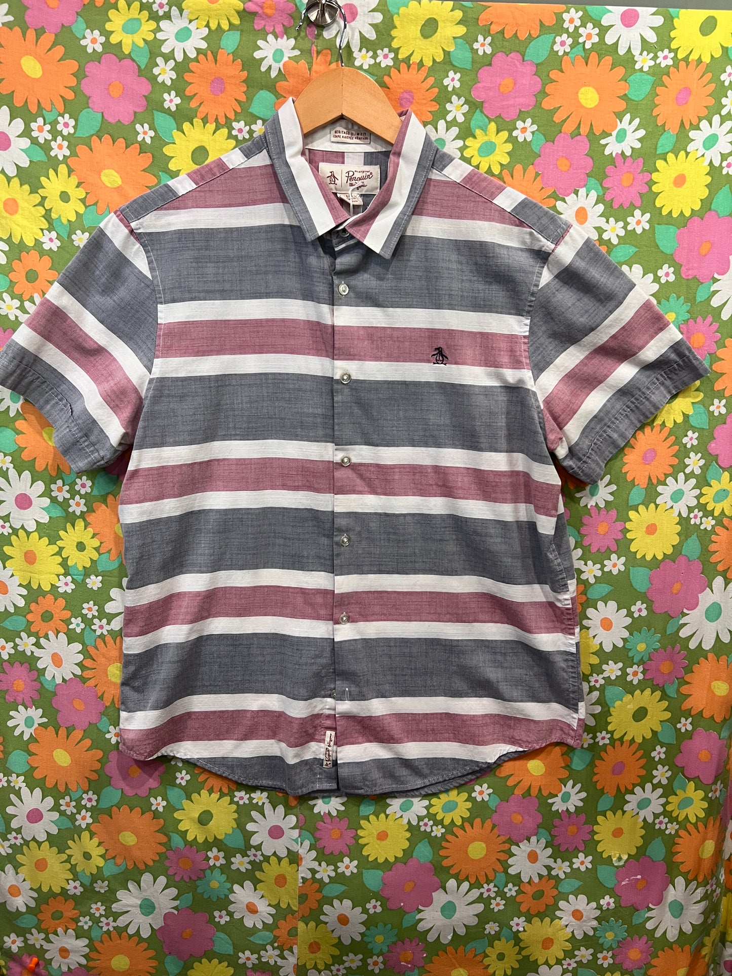 Penguin Heritage Slim Fit Short Sleeve Button Up LG