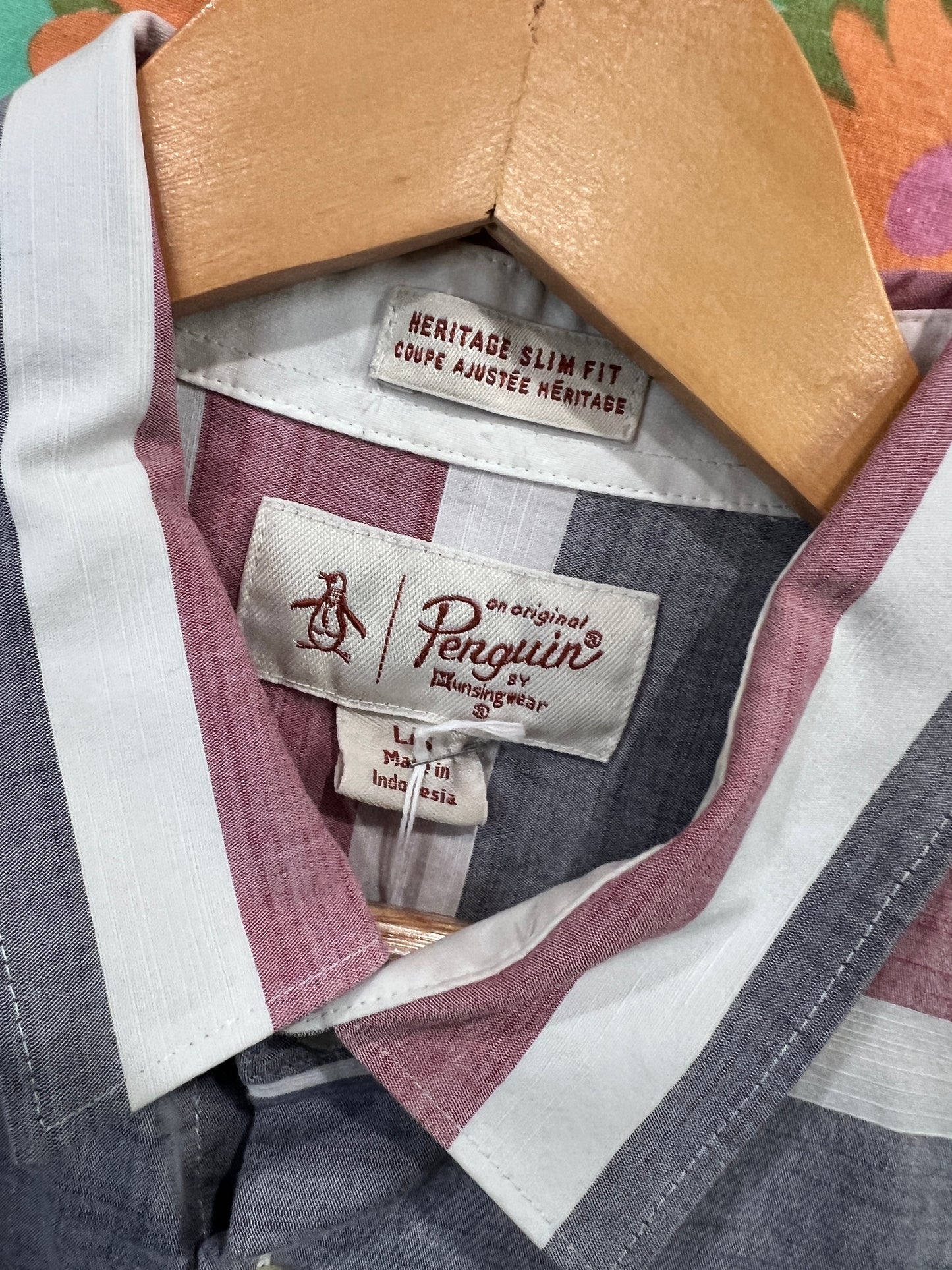 Penguin Heritage Slim Fit Short Sleeve Button Up LG