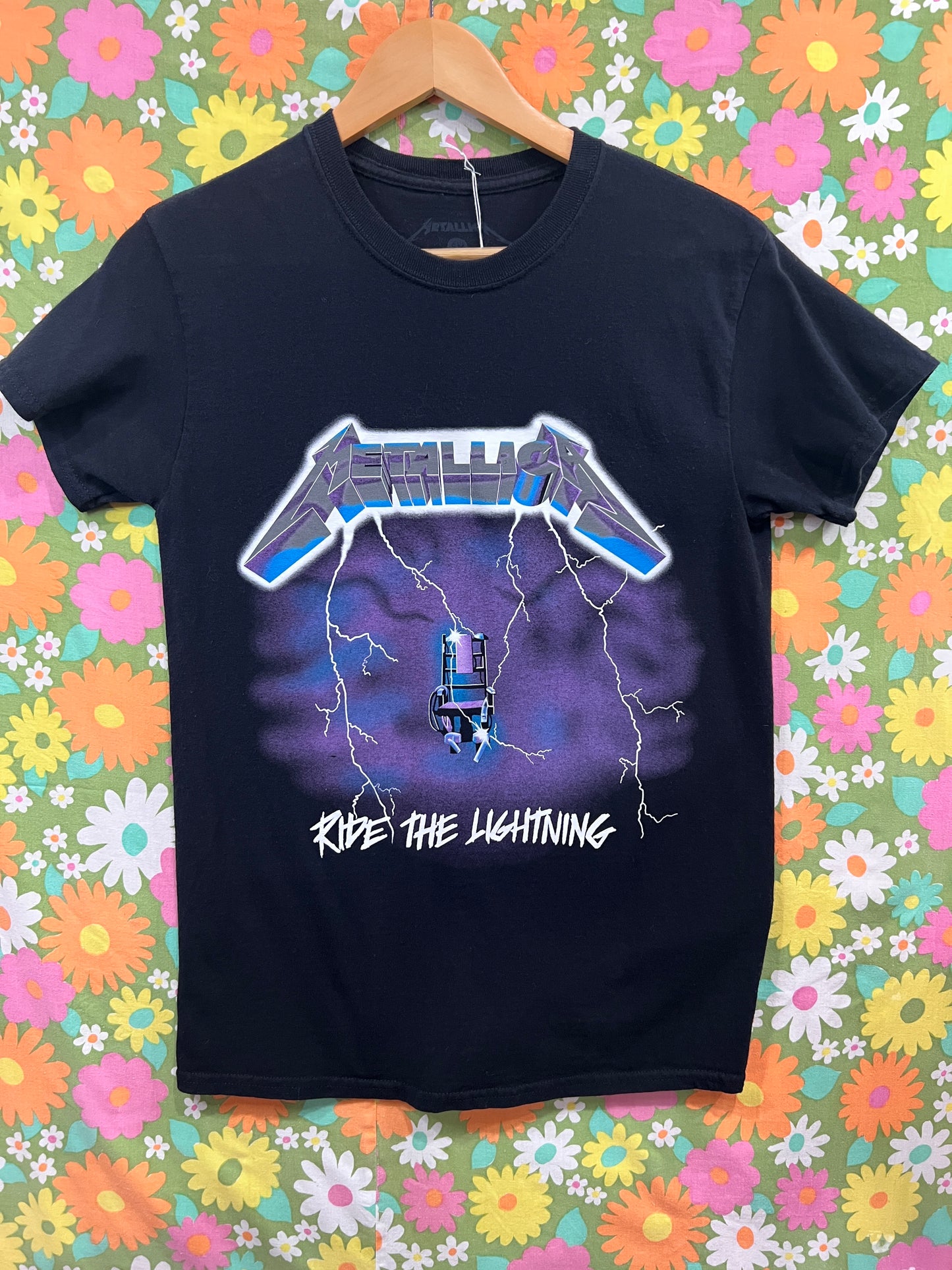 Vintage inspired Metallica Ride The Lightning Black T-Shirt- SM