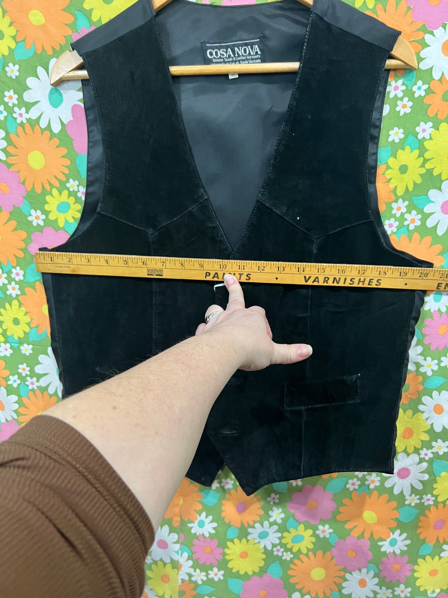 Vintage Cosa Nova Black Suede Vest- Med