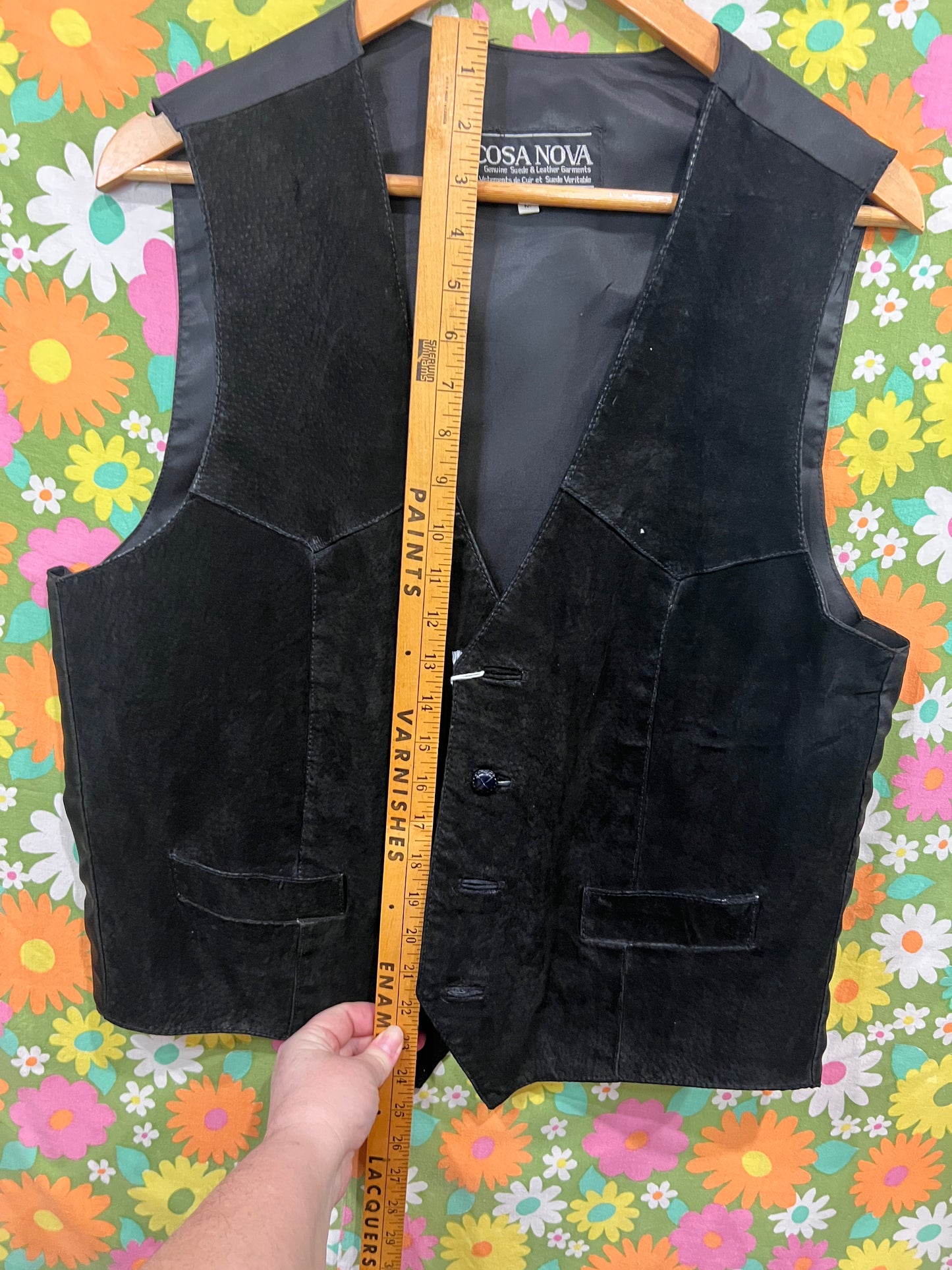 Vintage Cosa Nova Black Suede Vest- Med