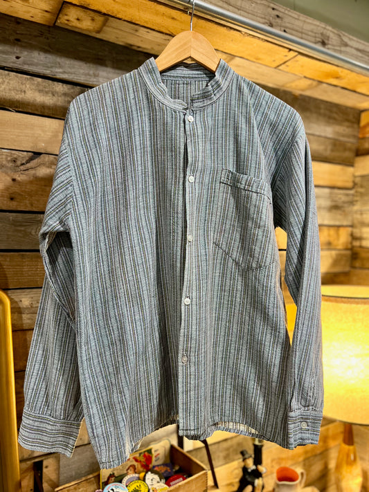 90's Multicoloured Striped linen button down LG