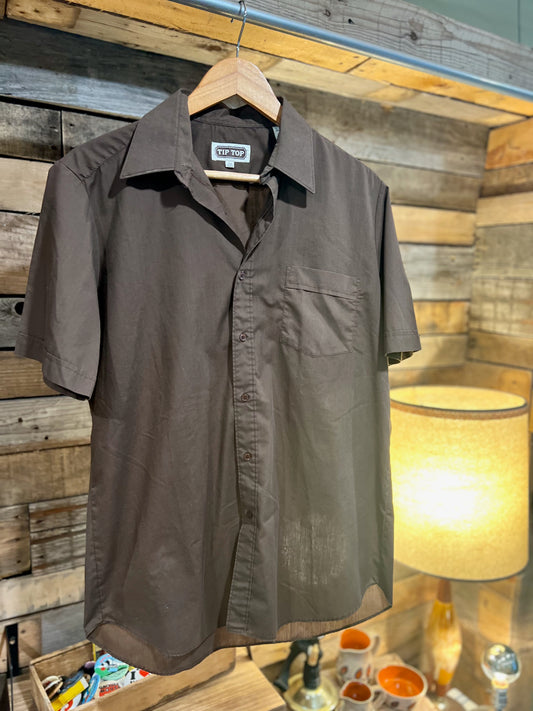 Vintage Tip Top Brown Button Down Short Sleeve 15 1/2